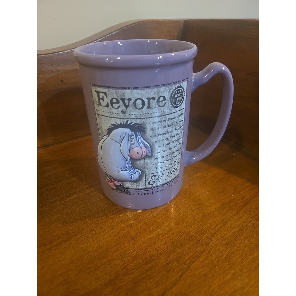 Disney Store "Eeyore Est 1966" Purple Ceramic Coffee Mug 3d Excellent Condition